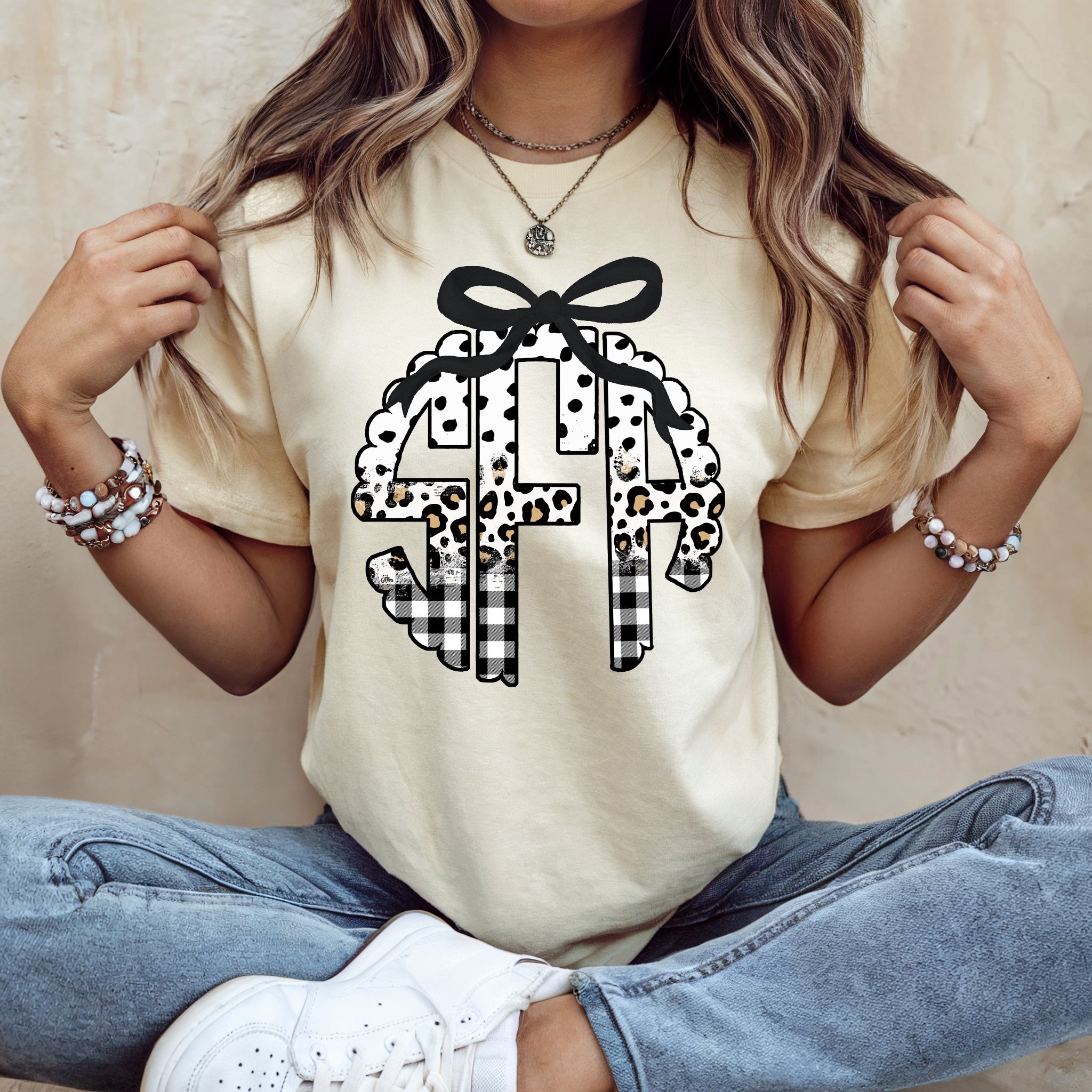Cheetah Gingham Mixed Monogram
