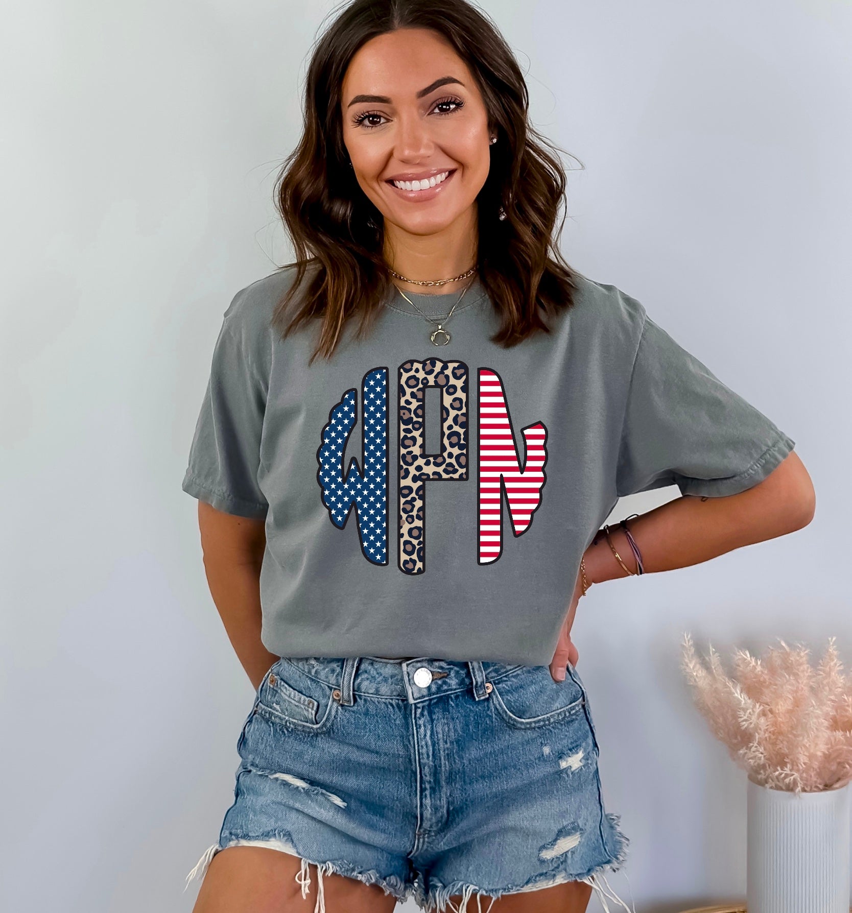 Patriotic Black Lined Scalloped