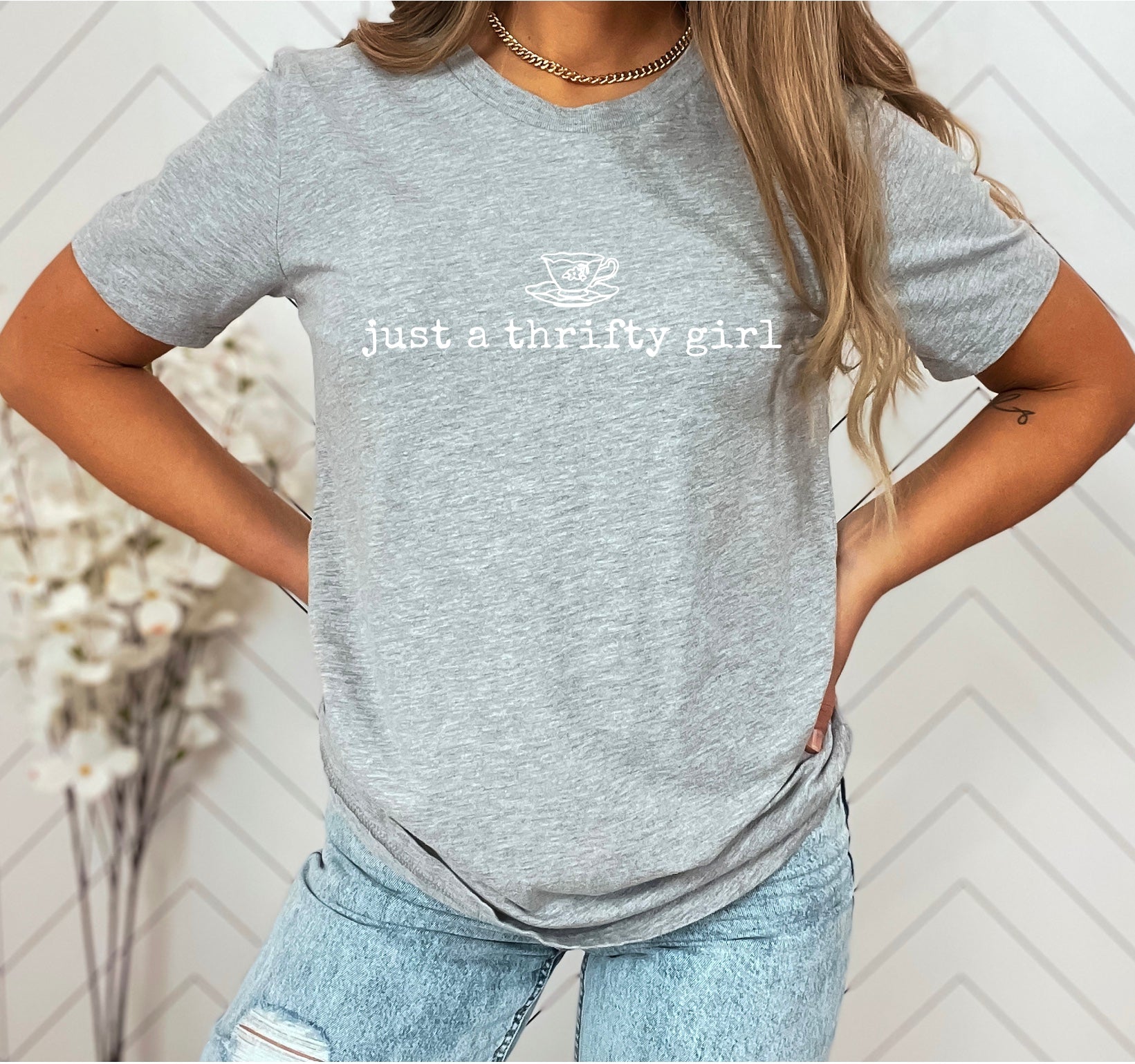 DTF Just A Thrifty Girl WHITE 2-049