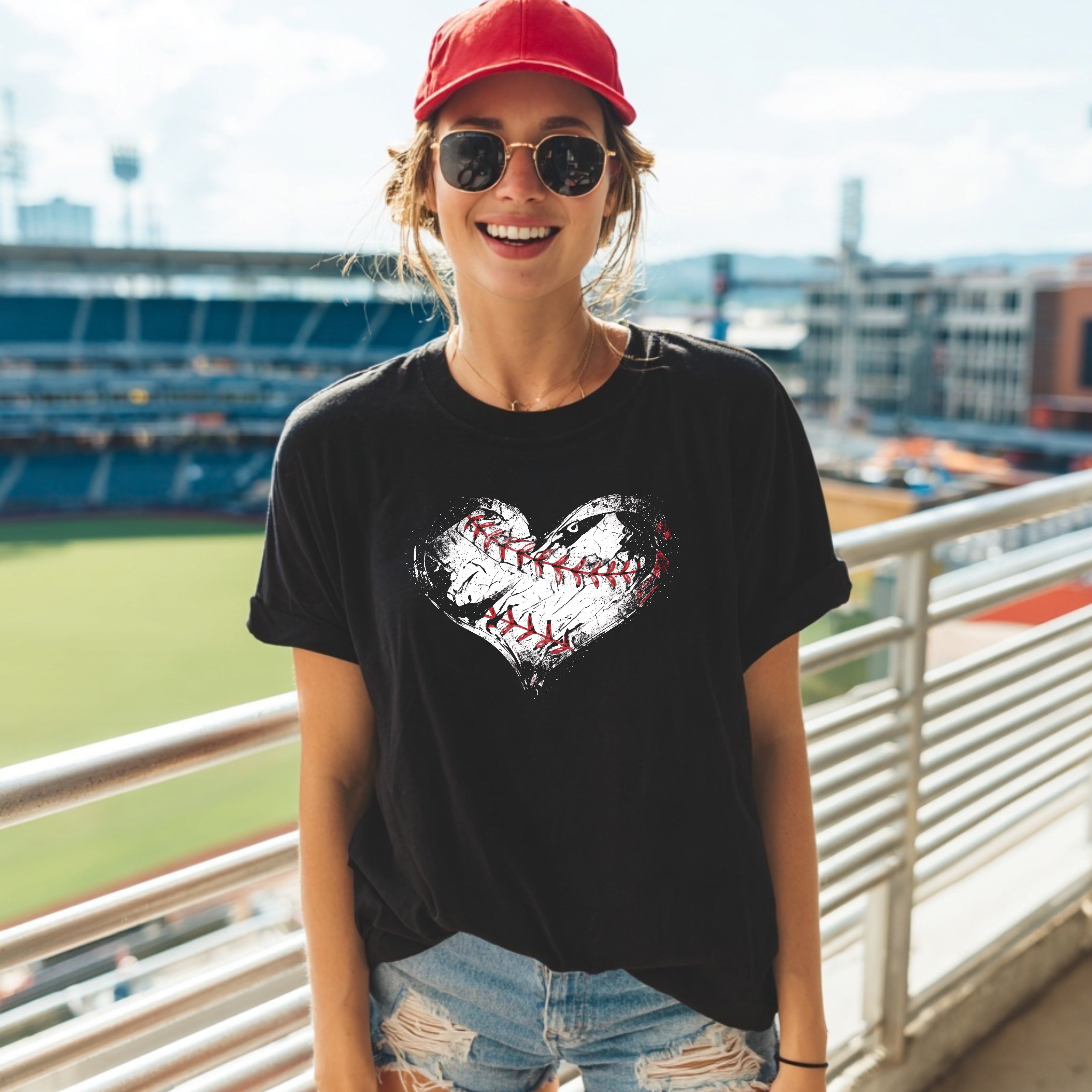 DTF DISTRESSED BASEBALL HEART 8-129